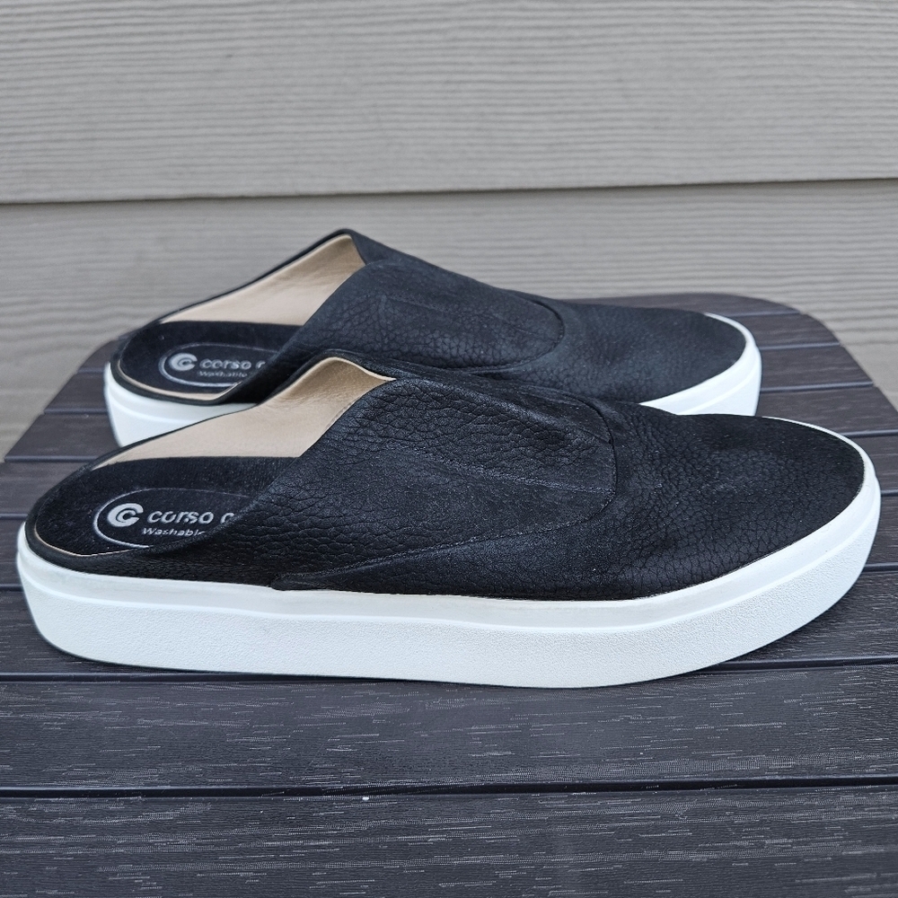CC CORSO COMO Trena Sneaker Mules Black Leather Slip On Comfort Casual Women 9.5